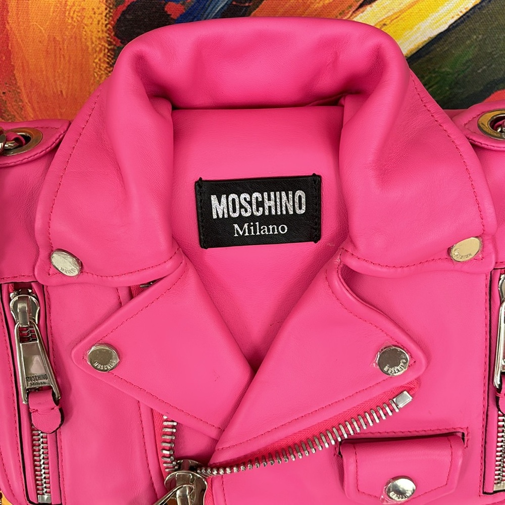 Moschino Couture 1 Milano Barbie Pink Biker Jacket Bag - never Used - Picture 2 of 16